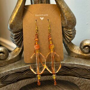 Amber Glow Wire-Wrapped Drop Earrings